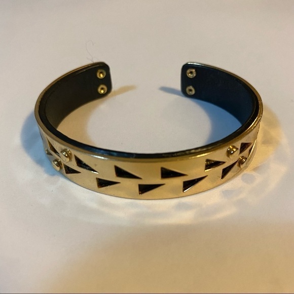 Stella & Dot Cuff Bracelet, gold with black cut outs - Picture 2 of 4